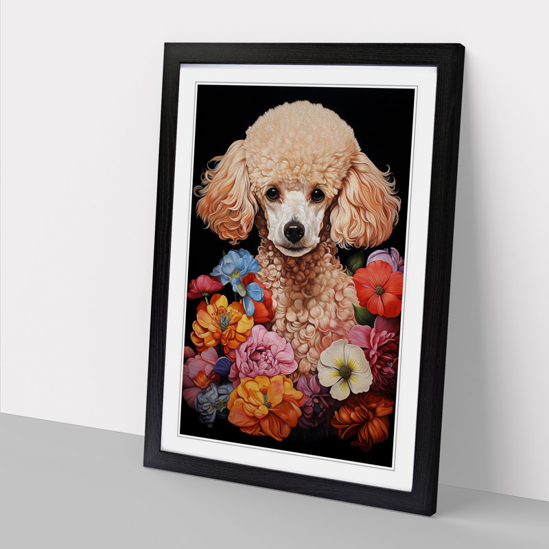 Poodle Informel - Single Picture Frame Print on Wood, Black , 46cm H x 34cm W x 2cm D