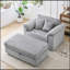 Ensemble de fauteuil et tabouret de rangement en velours côtelé de 47,24 pouces avec ports USB pour une assise et une organisation confortables-1481221482