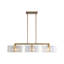 Luminaire suspendu linéaire Hogans en bronze champagne brossé avec verre d'eau martelé