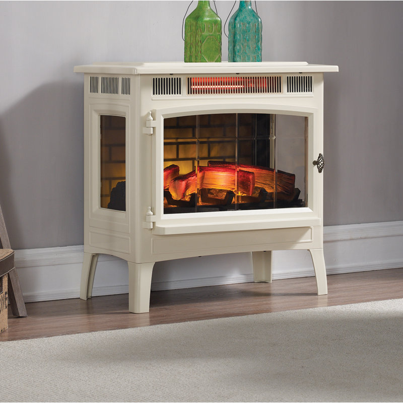 duraflame Freestanding Electric Fireplace Stove Heater with 3D Flame Effect for 1,000 Sq. Ft. Room, Cream, Cream