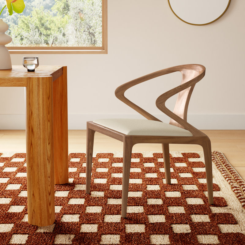 Downham Solid Wood Upholstered Dining Chair, Walnut/Beige