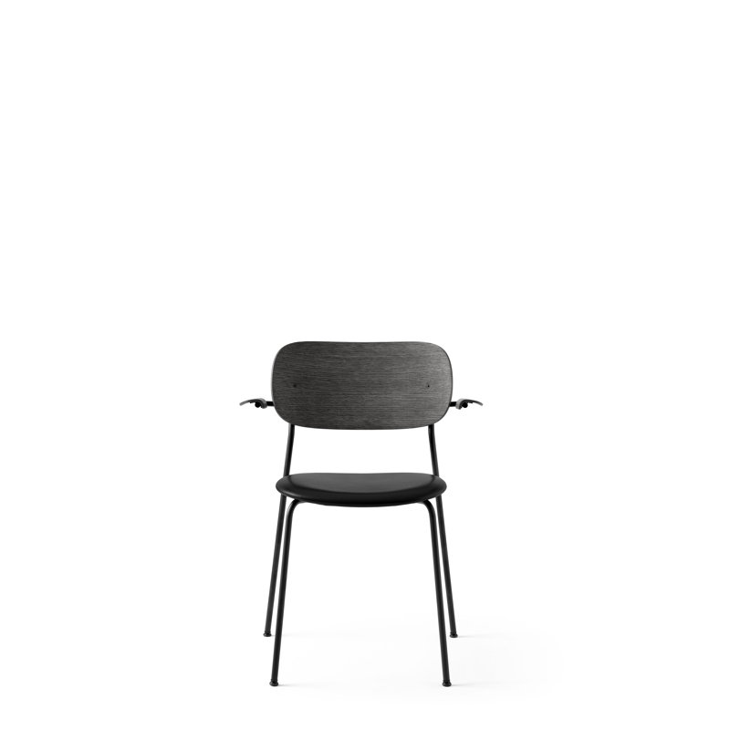Co Upholstered Arm Chair, Bouclé 02 Acrylic, Dark Stained Oak, Black