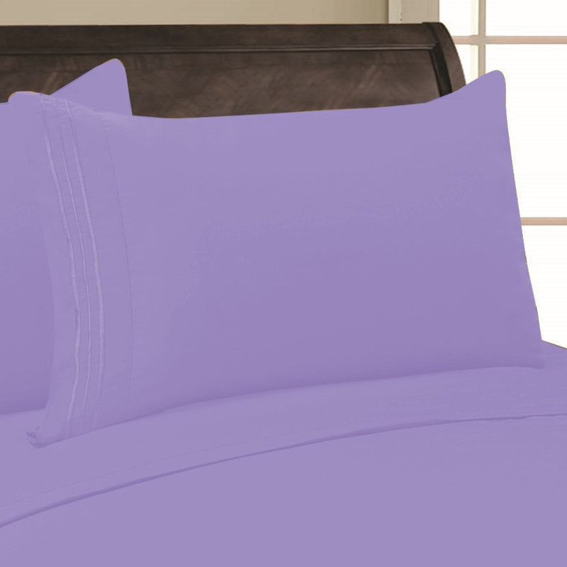  Embossed Stripe Brushed Microfiber Pillowcase Set, Lilac, King Pillowcase