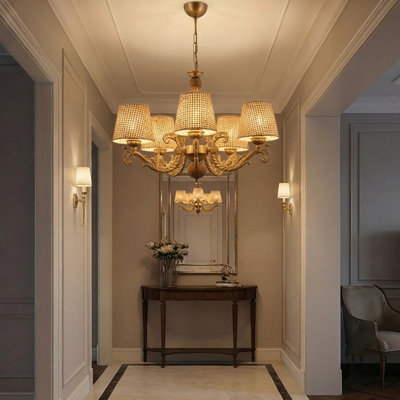 5-Light Traditional Fabric Shaded Chandelier