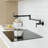 Commercial Wall Mount Pot Filler Kitchen Faucet, Folding Stretchable Double Joint Swing Arm With Dual Handles, Matte Black-123266425