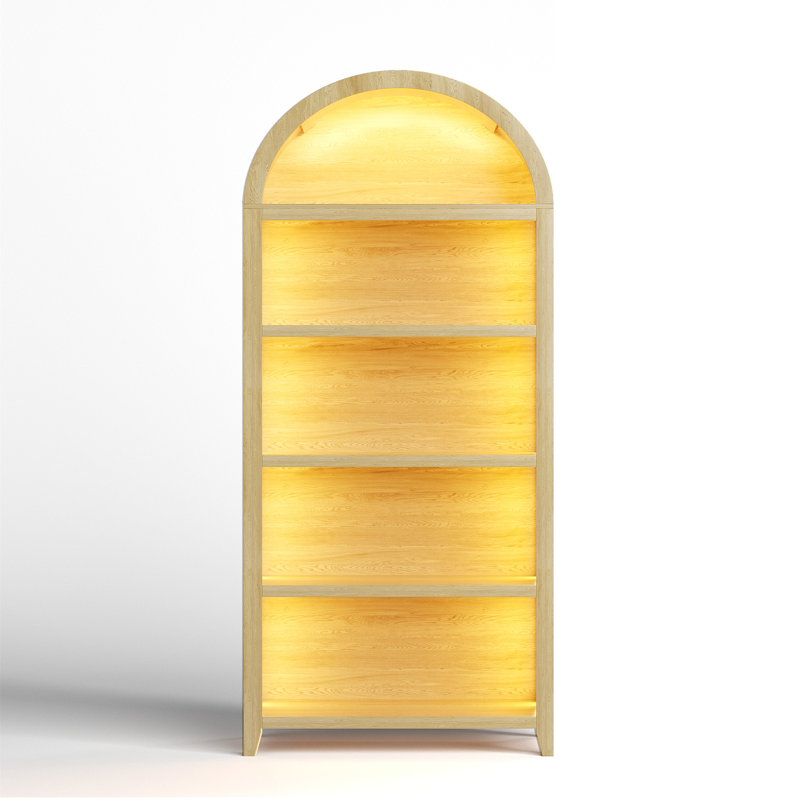 Armoire de rangement arquée à 6 tablettes 29,5 po de largeur avec capteur tricolore, Beige