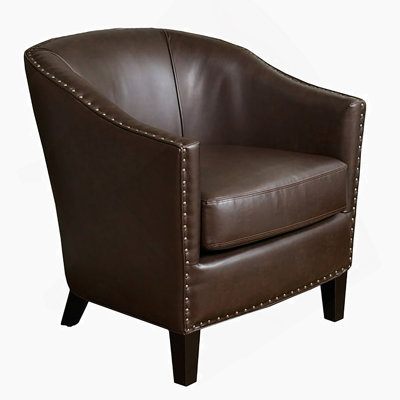 Fauteuil club en cuir reconstitué brun