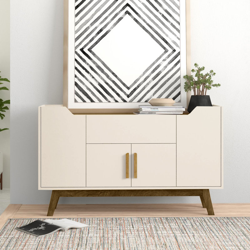 Buffet 1 tiroir 53,54 po Addie, Blanc cassé