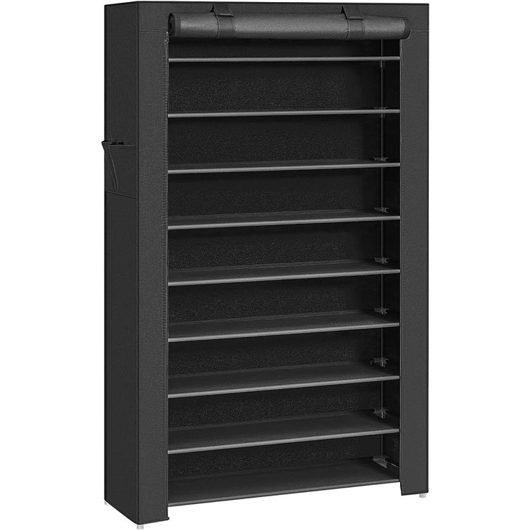 SONGMICS 7-Tier Shoe Storage Cabinet with Fabric Cover, Black