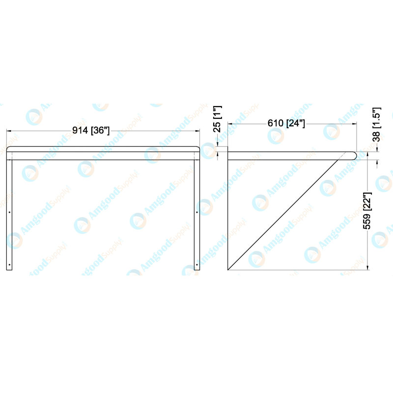 Metal Bracket Shelf, 23" H x 36" W x 24" D