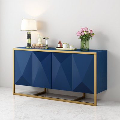 Mahogany Veneer Modern Sideboard With Unique Metal Legs,Suitable For Study,Entryway, Hallway, Living Room, Foyer