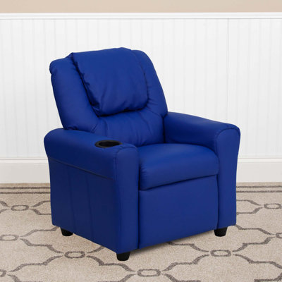 Forman LeatherSoft Contemporary Kids Recliner with Cup Holder and Headrest