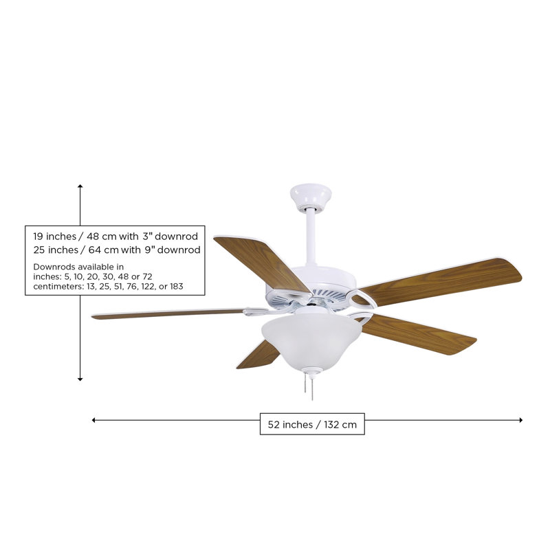 52" America 5-Blade Ceiling Fan, 42"