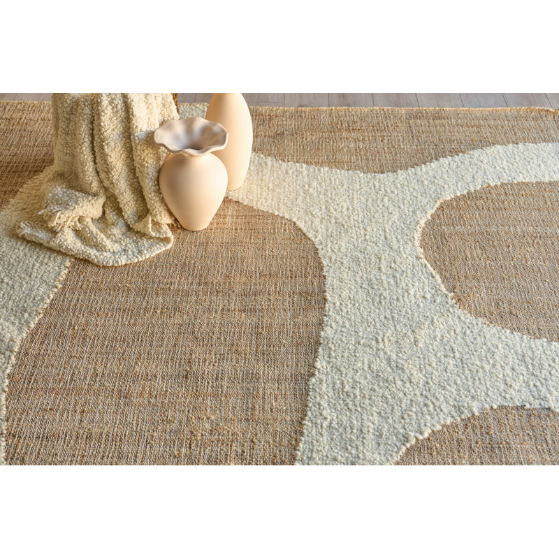 Pompano flatweave Wool/Jute Ivory/Beige Area Rug, 9'X12'