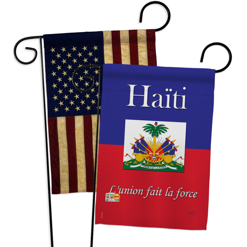 Ensemble de drapeaux décoratifs en polyester 2 faces 19 x 13 po et 2 pièces haiti impressions