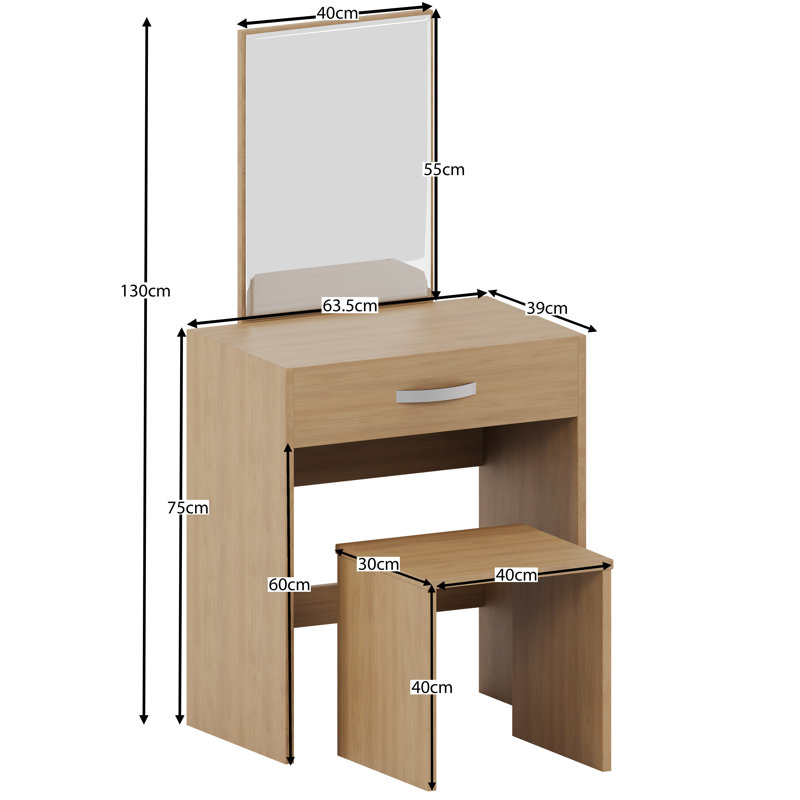 Muskoka Dressing Table with Mirror, Pine