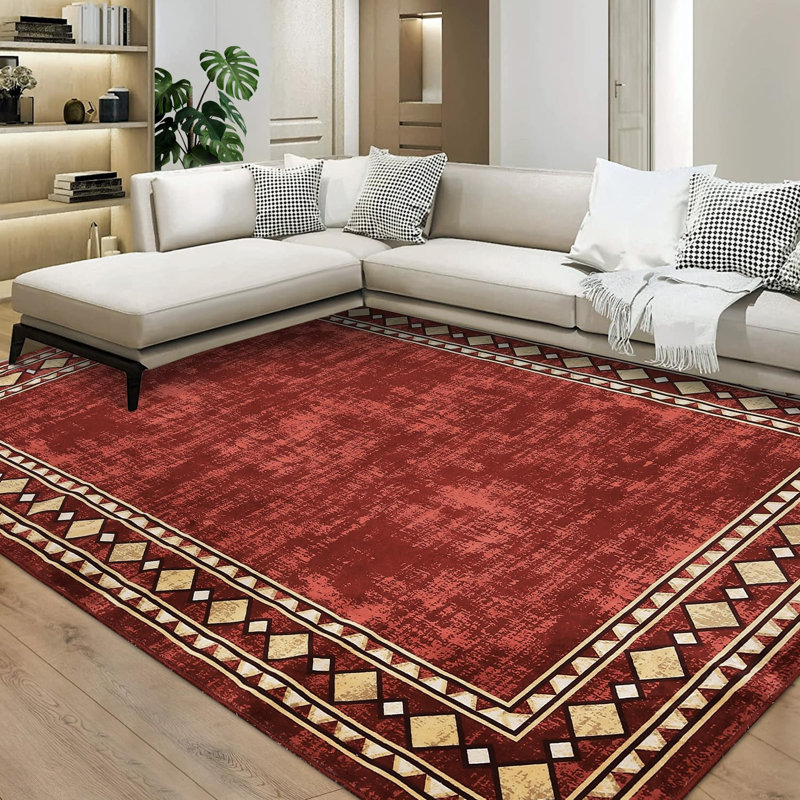 9x12 Rugs for Living Room Washable Rug for Bedroom Scalloped Area Rugs Stain Resistant Modern Soft Folding Throw Carpet Low Pile Floor Cover for Nursery Playroom