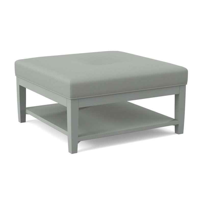 Hammond Square Ottoman, White Sugar Performance; 0863-91, Nickel Finish