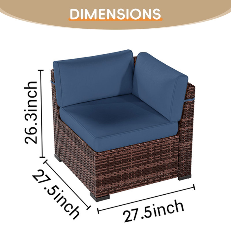 Ensemble de conversation d'extérieur pour 2 personnes avec coussins de coin 2 personnes, Marine