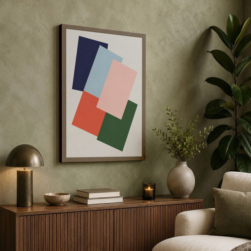 Layered Geometry Minimalist - Wrapped Canvas, 18x12 - 45.7 x 30.5 cm, Ochre Border
