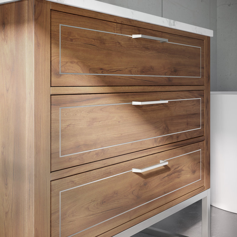 Markham 36'' W Single Vanity, Walnut, Carrara Marble, Brushed Nickel