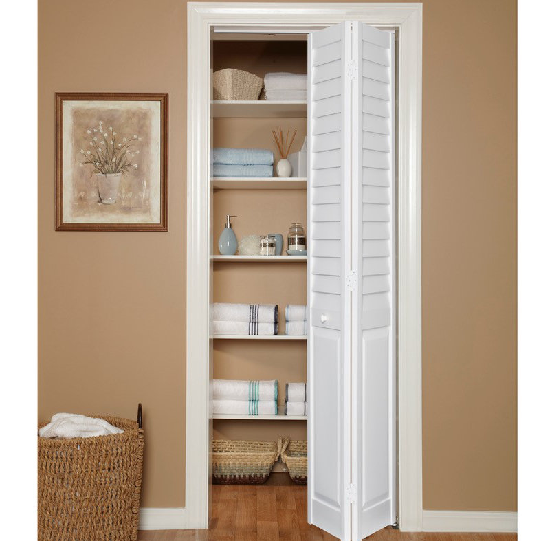 Porte pliante en deux à persiennes en PVC / vinyle, 23,75 po x 80 po