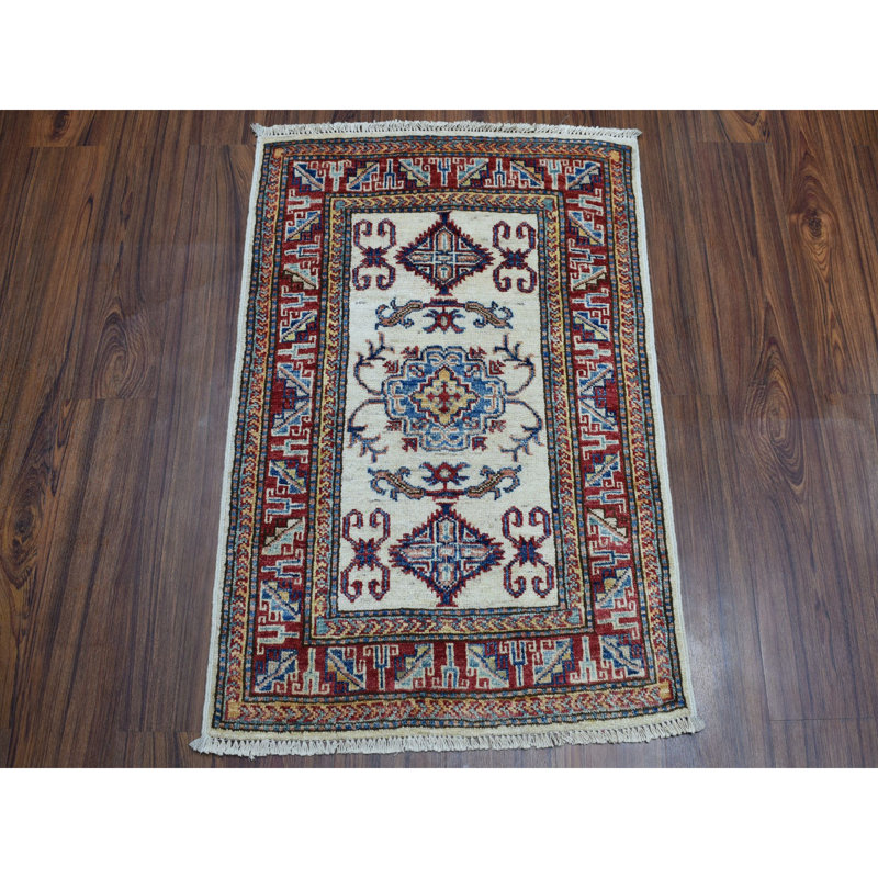 Tapis d’intérieur en laine 2 pi 2 po x 3 pi 1 po à la main one-of-kind-noué la 2010 kazak Lamar