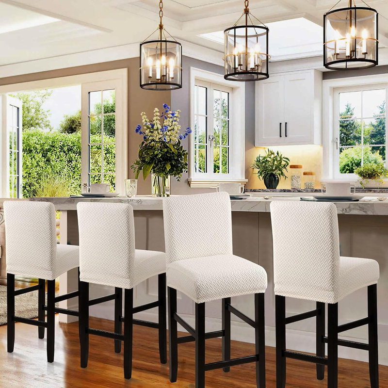Housses de tabouret de bar - T-Beige - ensemble de 4 / imperméable / extensible / amovible / lavable / housse / pub, cuisine et salle à manger