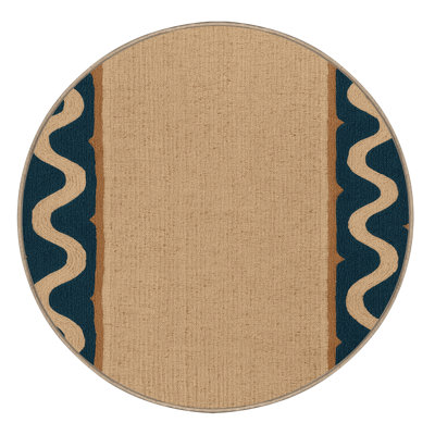 Washable Wave Borders Hawaiian Area Rug