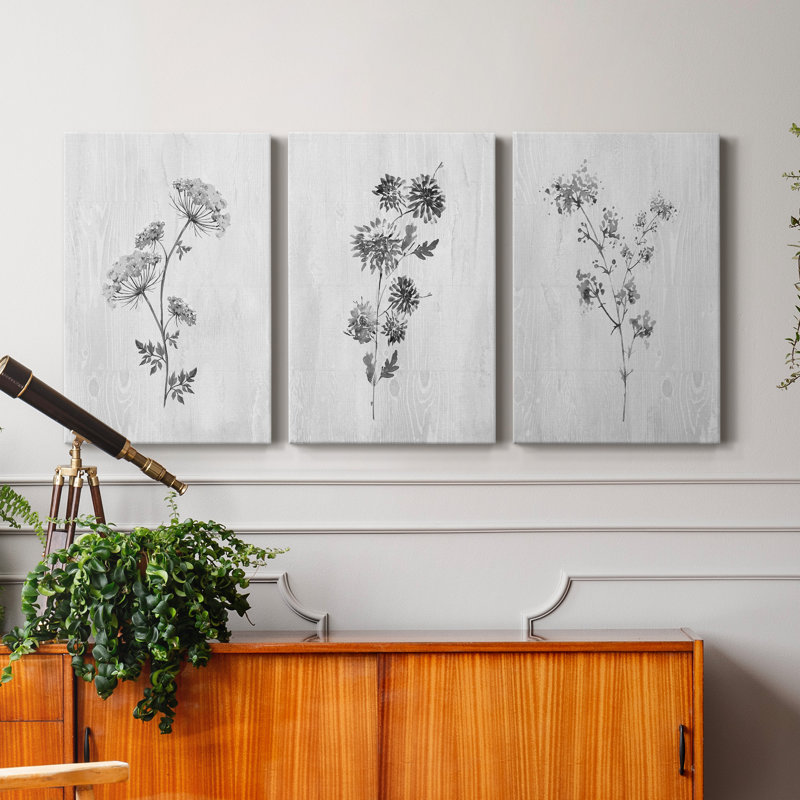 Neutre Meadow I - ensemble de 3 impressions sur toile tendue, H 27 po x l 54 po x P 1 po