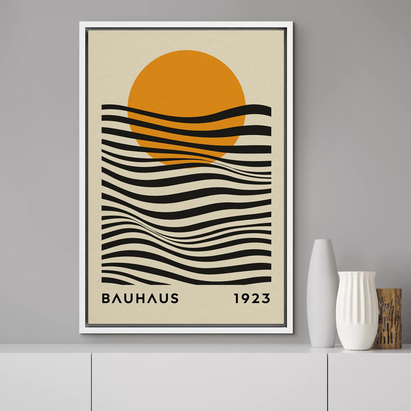 Abstrait, blocs de couleurs vibrantes, formes de vagues géométriques de style Mid-Century Bauhaus, Blanc, H 36 po x l 24 po