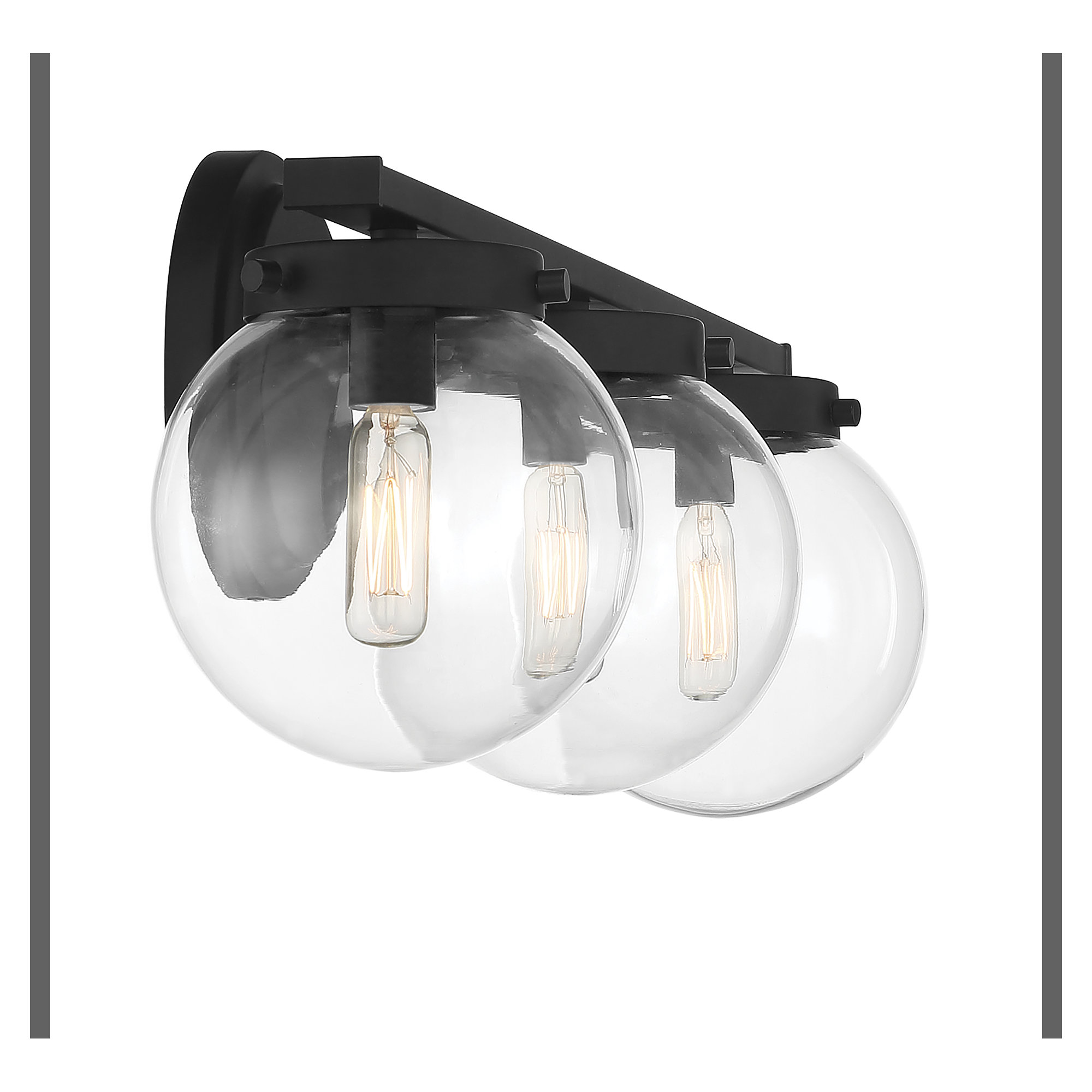 Finian 3 Light Dimmable Vanity Light, Clear, Matte Black