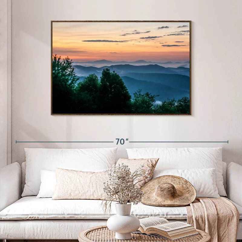 Blue Ridge, 46 po x 31 po, Cadre flottant noyer