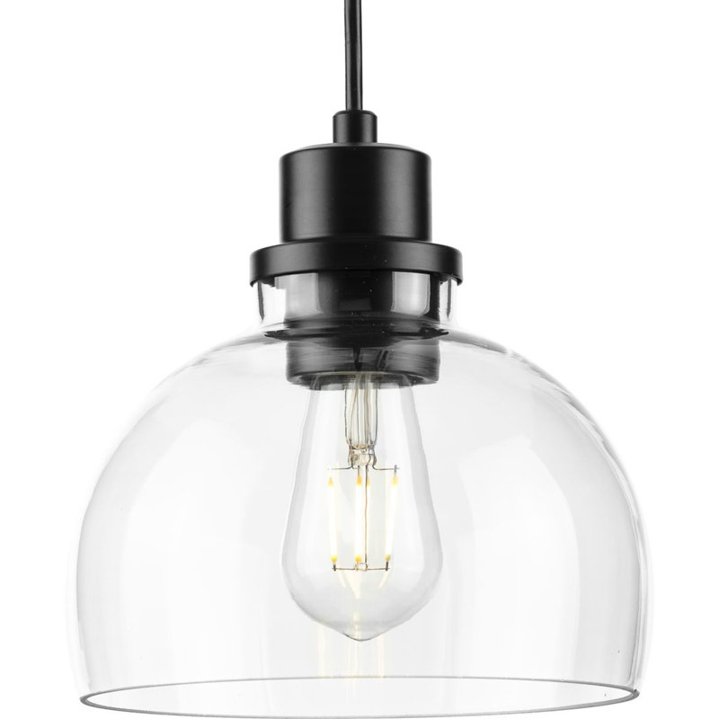 Walkerton 1 - Light Dome Pendant, Clear, Matte Black