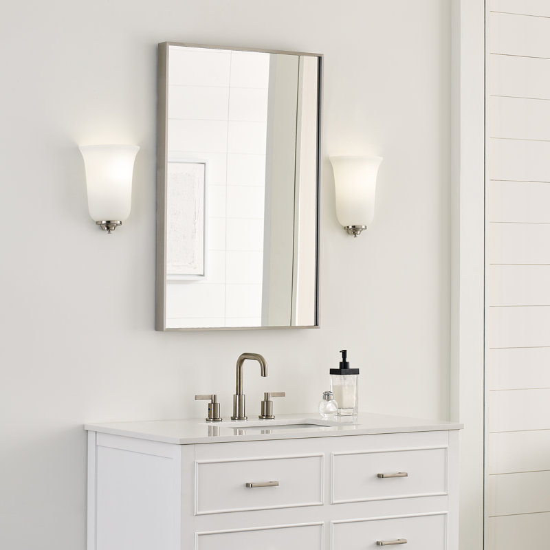 Nearu One Light Wall / Bath from Generation Lighting , Opal Cased Etched Diffuser, Brushed Nickel