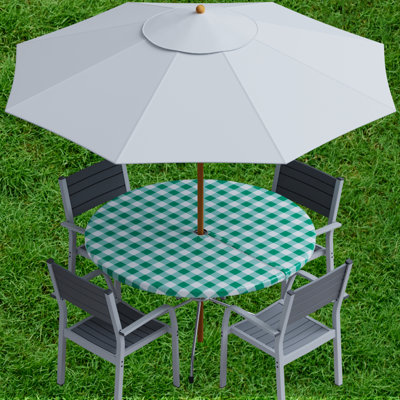 Jevdokija Vinyl Picnic Fited Tableclth With Umbrella Hole 30" Round