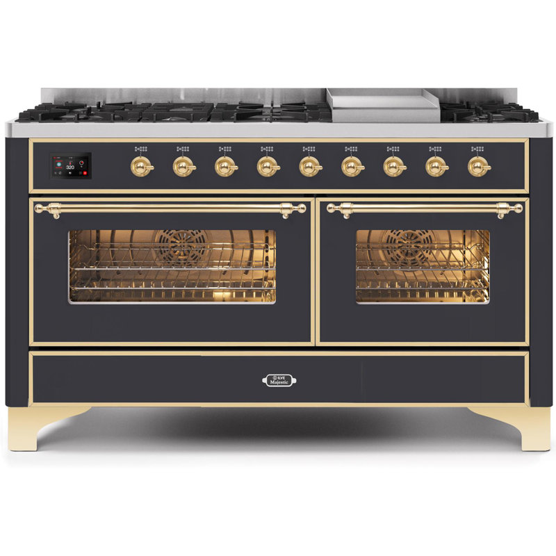 Majestic II 60" 5.02 cu. ft. Freestanding Dual Fuel Range with Griddle, Stainless Steel/Copper, Liquid Propane