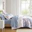 Ensemble de couette et draps imprimés à motifs floraux en polyester bleu, format king-136113761-136113765
