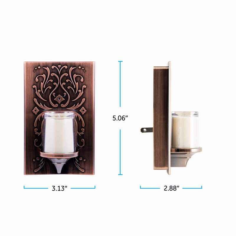 Veilleuse à DEL candlelite, à brancher, capteur de crépuscule à l'aube, bougie sans flamme, lumière du coucher du soleil, décoration intérieure, lumières DEL, bronze huilé