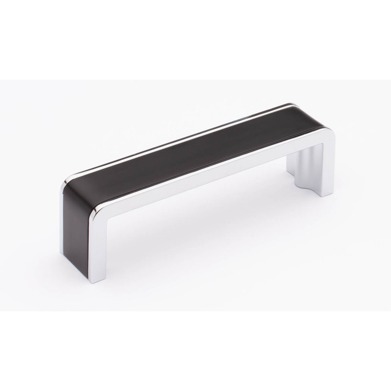 Fusion 4" Center to Center Bar Pull, Matte Black/Polished Chrome