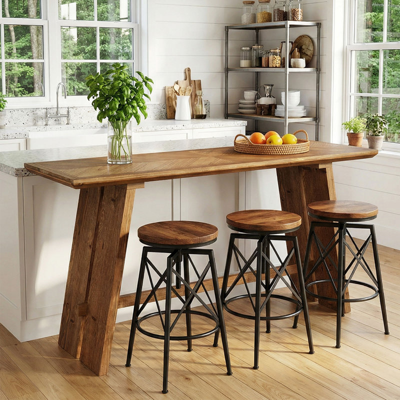 Rectangular Solid Wood Bar Table, Counter Height Pub Table Home Bar Unit For Kitchen Dining Room