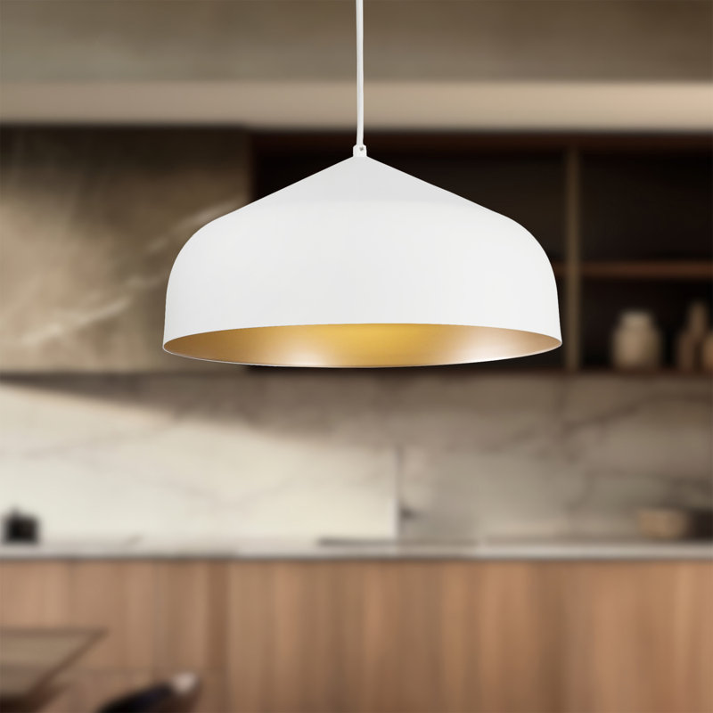 Helena 1 - Light Pendant, White, No Bulb Included, White/Gold