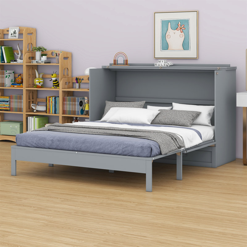 Lit escamotable avec grands tiroirs Murphy, gris, Double