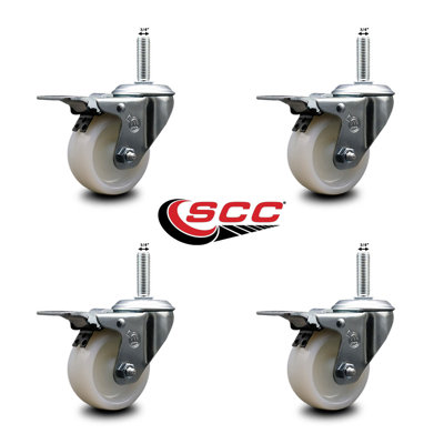 Swivel 3/4 Inch Threaded Stem Caster Set 2 Total Lock Brakes