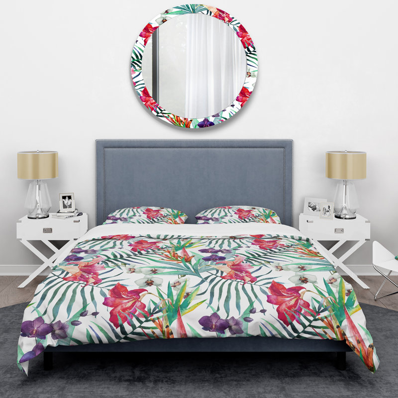Ensemble de housse de couette en microfibre rouge / vert / blanc 3 pièces