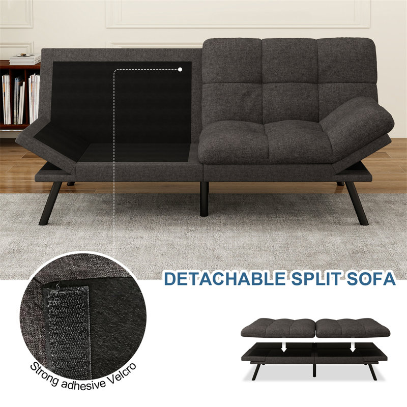 Christmas Sale Convertible Sofa Bed with Adjustable Lumbar & Arms | Multi-Position Recliner, Memory Foam Mattress