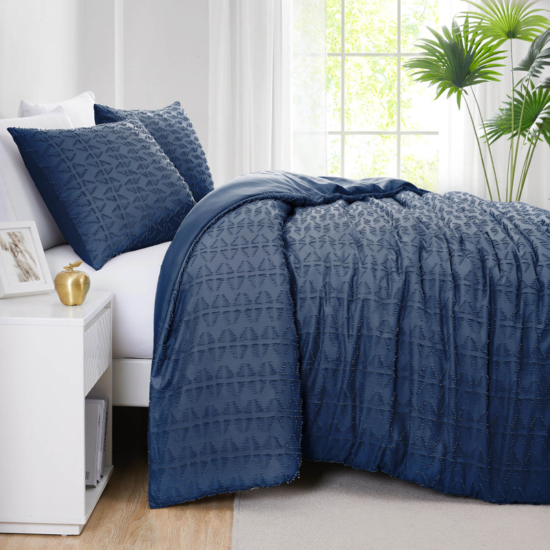 Ensemble de housse de couette en microfibre à motif de jacquard Bali Collection Bali, Bleu marine