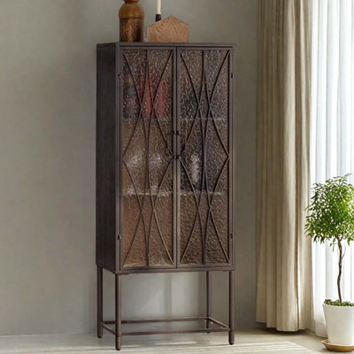 Black Bookcase with Glass Doors