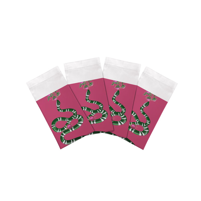 Thistle And Snake Cotton Sateen Dinner Napkins, Pink