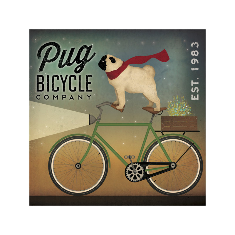 Pug Bicycle Co. by Ryan Fowler - Single Picture Frame Print on Canvas, 45.72 cm H x 45.72 cm W x 1.91 cm D, Wrapped Canvas